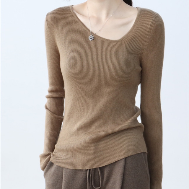 irregular neck knit N10387