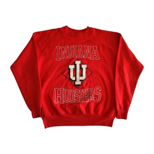 90's Hanes INDIANAHOOSIERS カレッジロゴス ウェット トレーナー L レッド　赤　メンズ　レディース