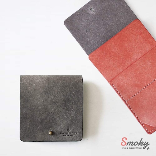 【限定色】そこそこ薄い 二つ折り財布【グレー×優しめピンク】Smoky+（在庫あり）
