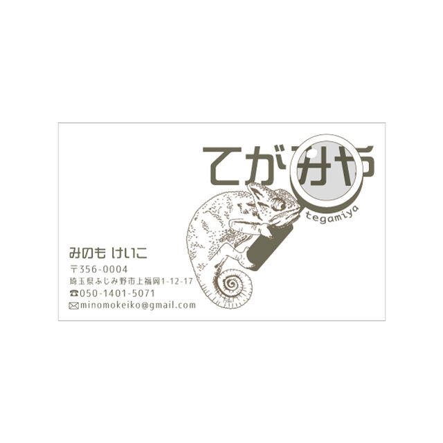 名刺 テンプレート 印刷|MTG-023 カメレオンと虫眼鏡|用紙は落ち着いた雰囲気のブンペルダンボが特におすすめ