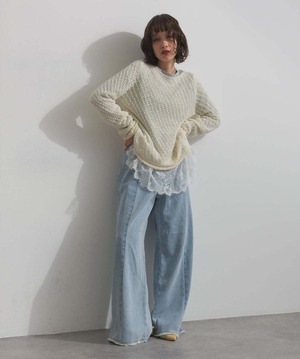 2569506 異素材ミックスヤーンニットプルオーバー ivory