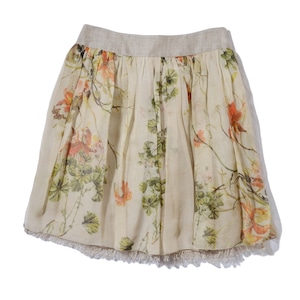 Alberta Ferretti Linen/Silk   Floral Skirt