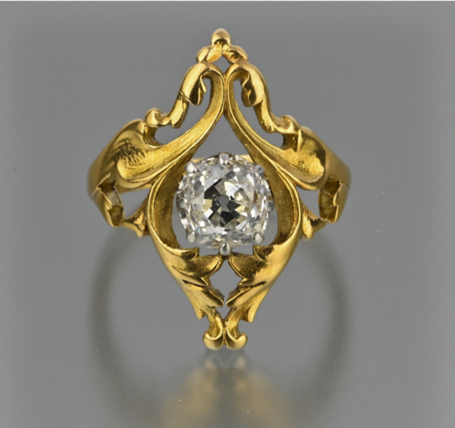 French Diamond & Gold Ring circa1900　フレンチ　ダイヤモンド ＆ ゴールドリング