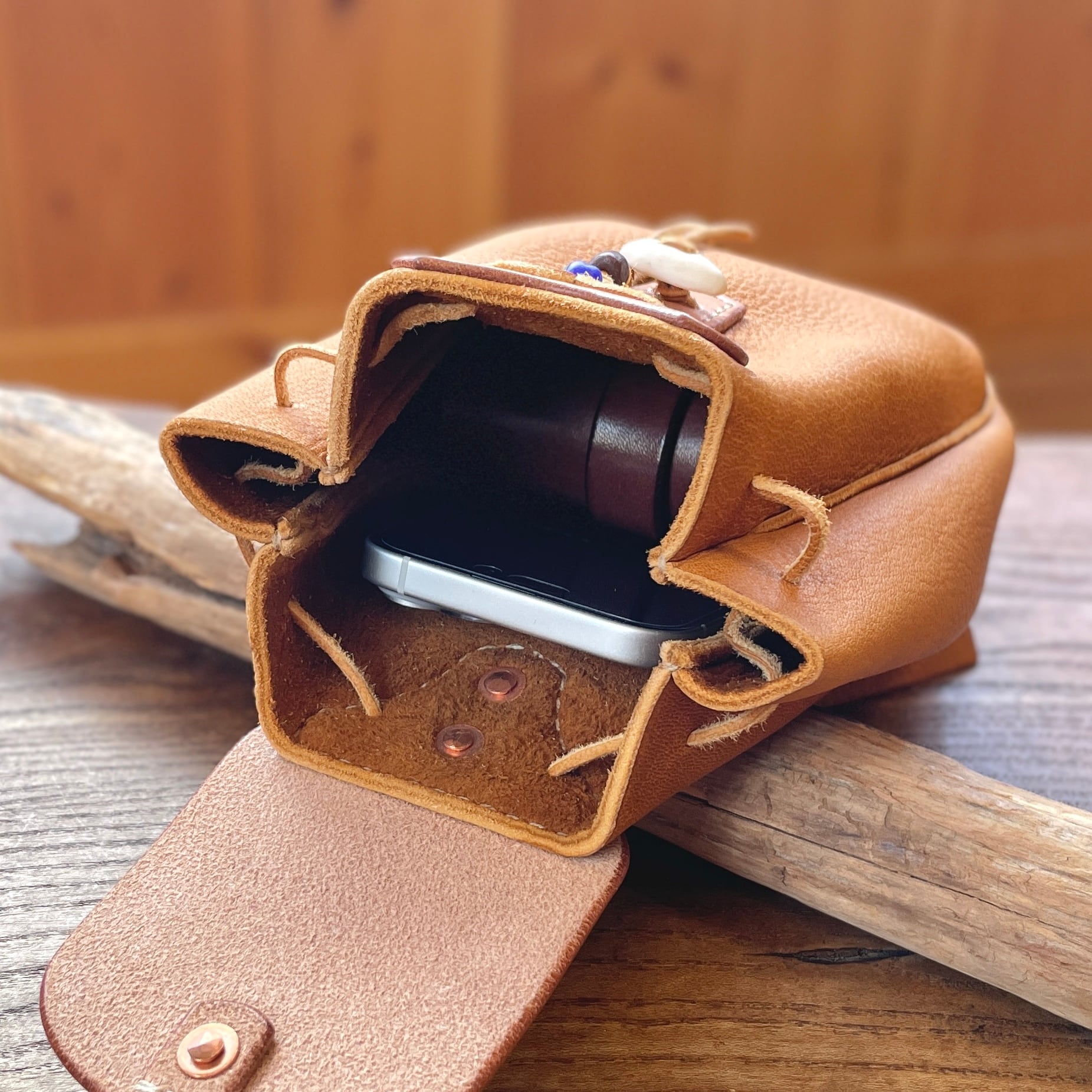 鹿革ベルトポーチ 刻印サービス付［全3色］Deerskin Belt Pouch［3