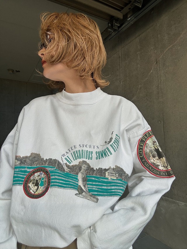 （CS1891）Printed mock neck long sleeve made in USA