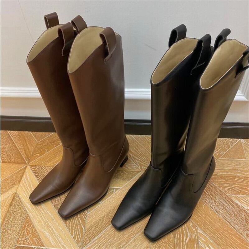 【新作】【送料無料】 レトロなスクエアトゥレディースストレンジヒールハイヒールブーツブラックブラウンハイヒールブーツ冬レディースハイヒールブーツ 靴 シューズ ウィンター 冬物 スクウェア 10b388914554717