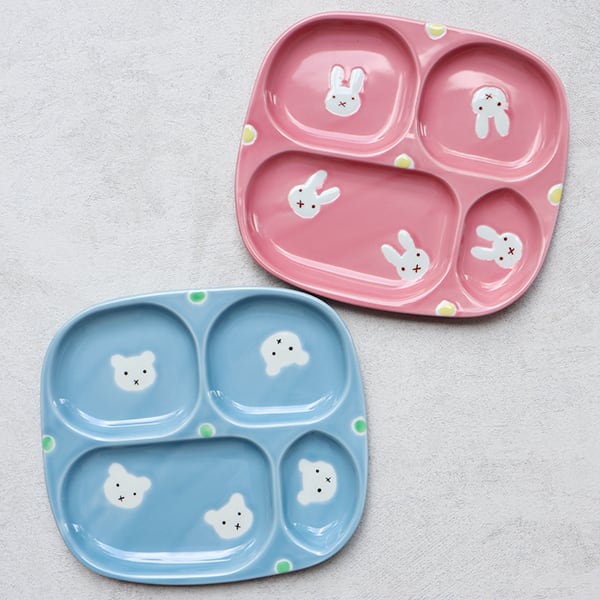 しゃきまま:木村涼子さんウサギのサンデーカップ新品 波佐見焼 子供用食器3点セット（うさぎ・くま） 15-067 | MARUFUKU