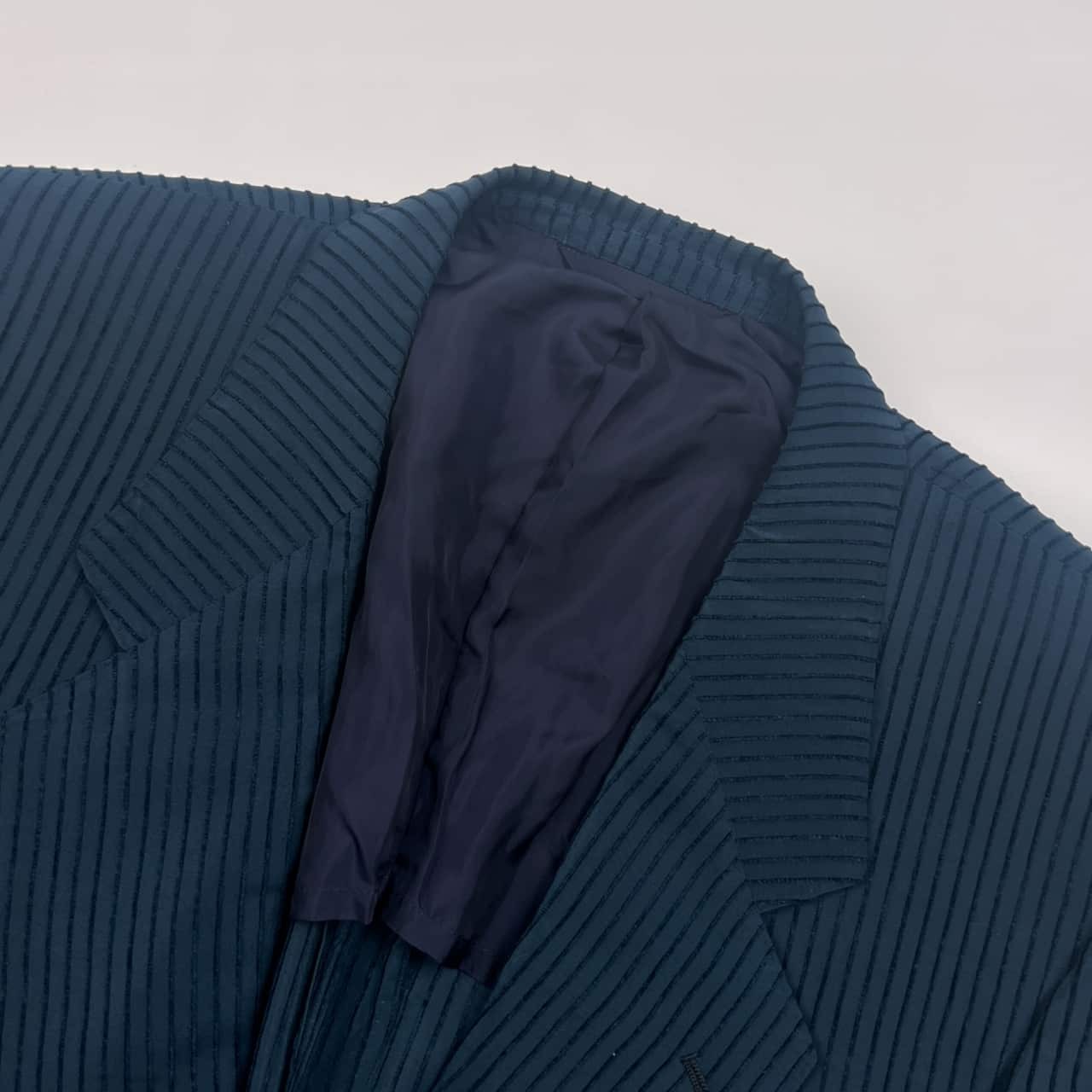 シルク100% NINA RICCI ニナリッチ ストライプ 背抜き 2B テーラードジャケット 96AB5/グリーンブルー系 メンズ