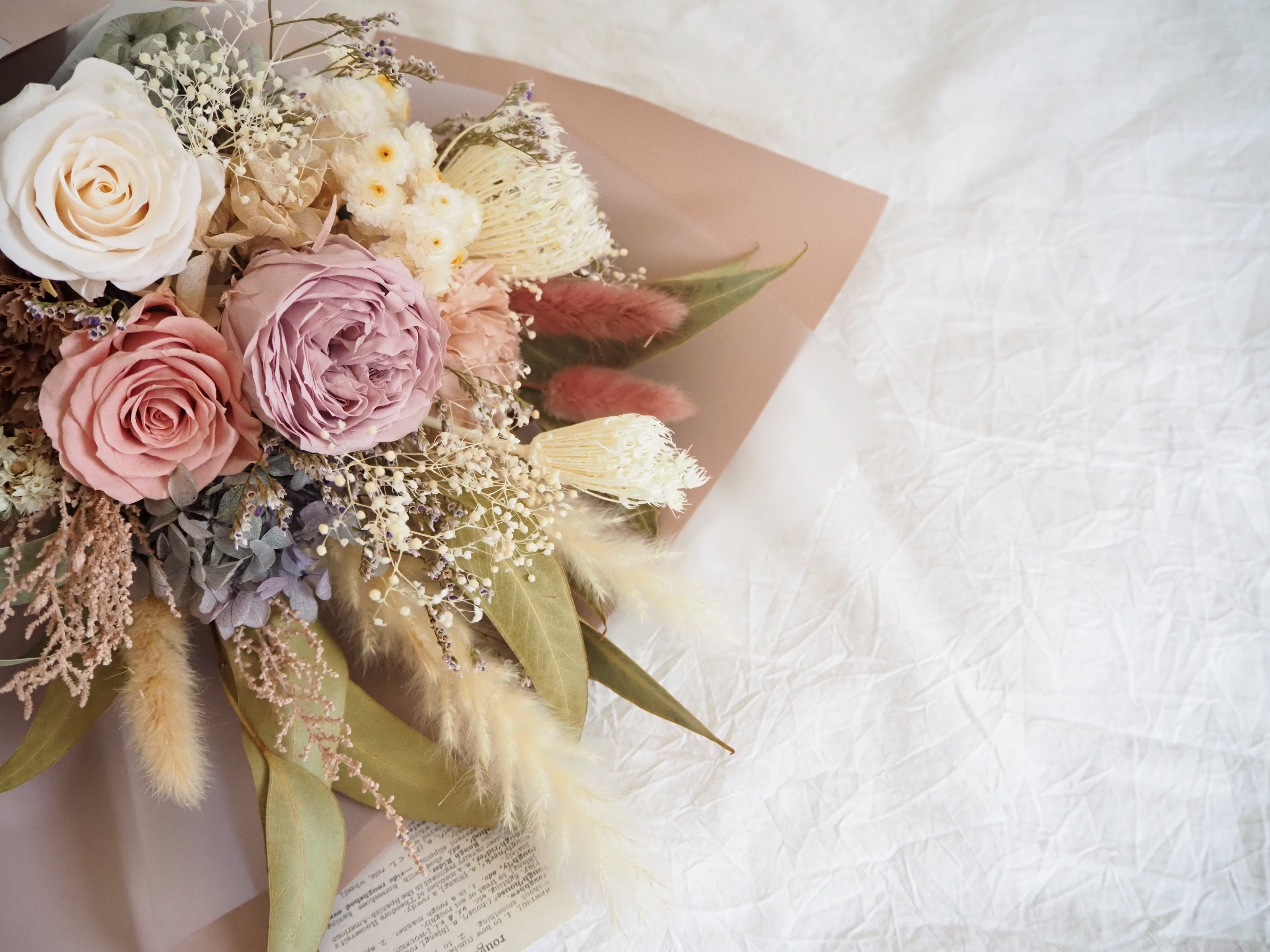 ニュアンスカラーのプリザーブドフラワー 花束 bouquet | atelier