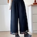 2色/裾フラワー刺繍ワイドパンツ ・12388