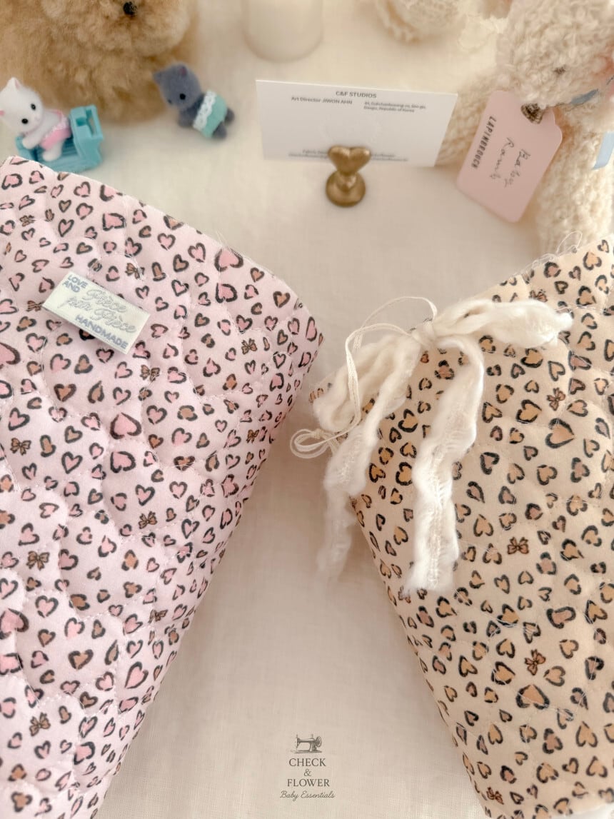 【予約】ミニハートレオパード　キルティング生地25FW