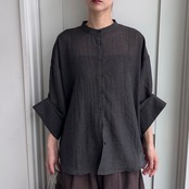 【受注予約：6月下旬入荷予定】麻ライクスラブワイドスリーブSH/チャコール