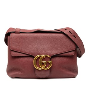 グッチ GGマーモント 斜め掛け ショルダーバッグ 401173 ピンク レッド系 レザー レディース GUCCI 【中古】