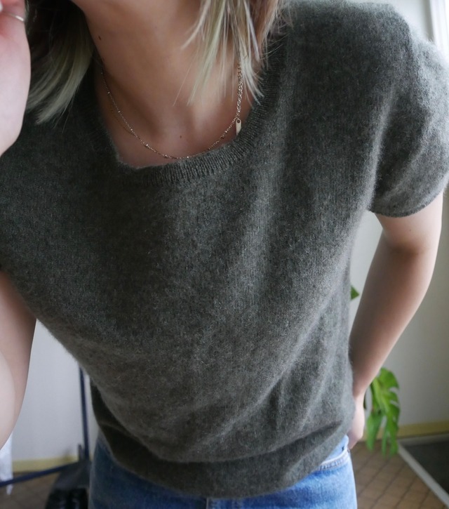 Neiman Marcus Cashmere Short Sleeve Knit
