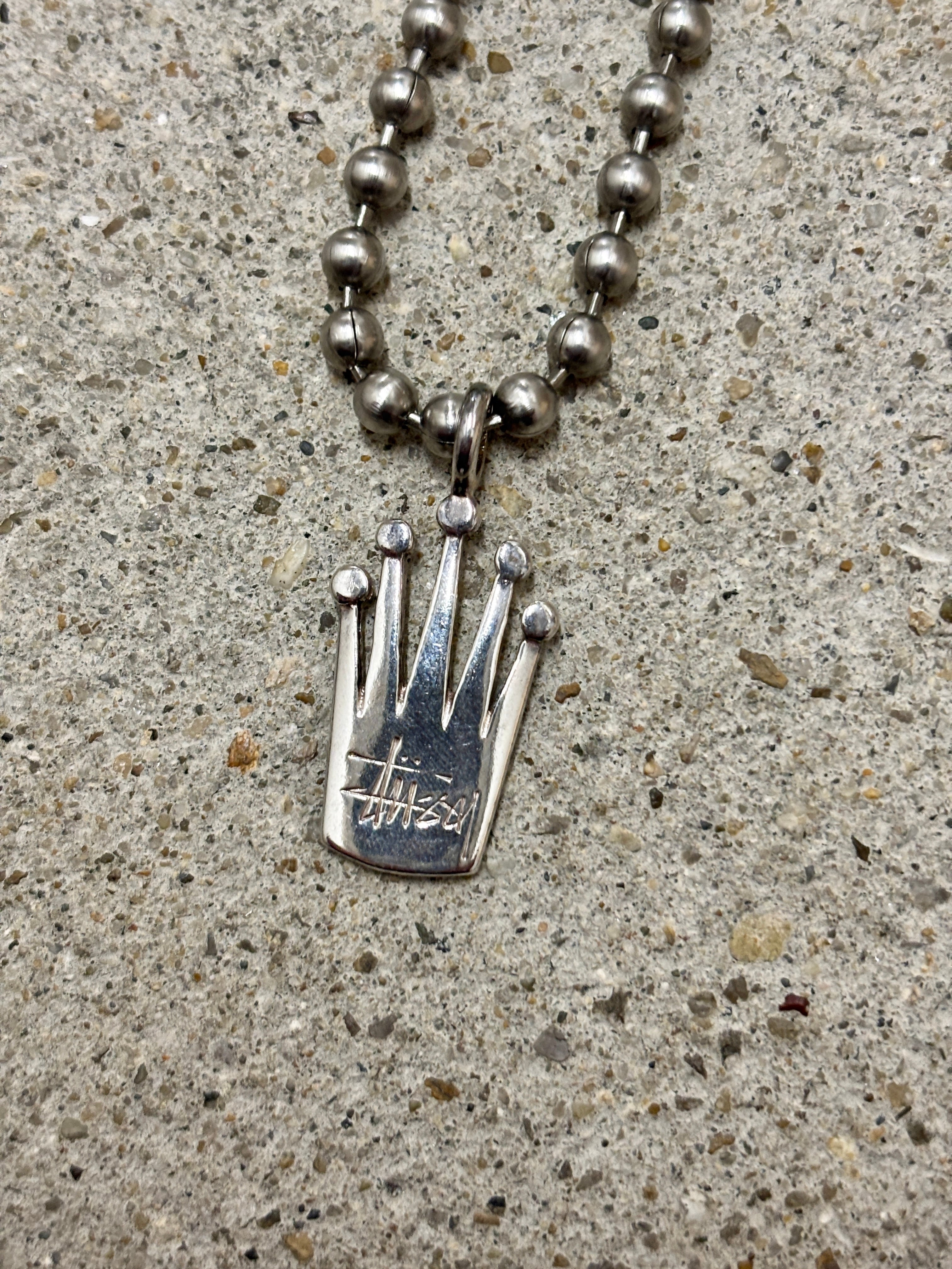 90～00s OLD STUSSY/Crown ballchain Necklace/クラウンボ－ルチェ－ン