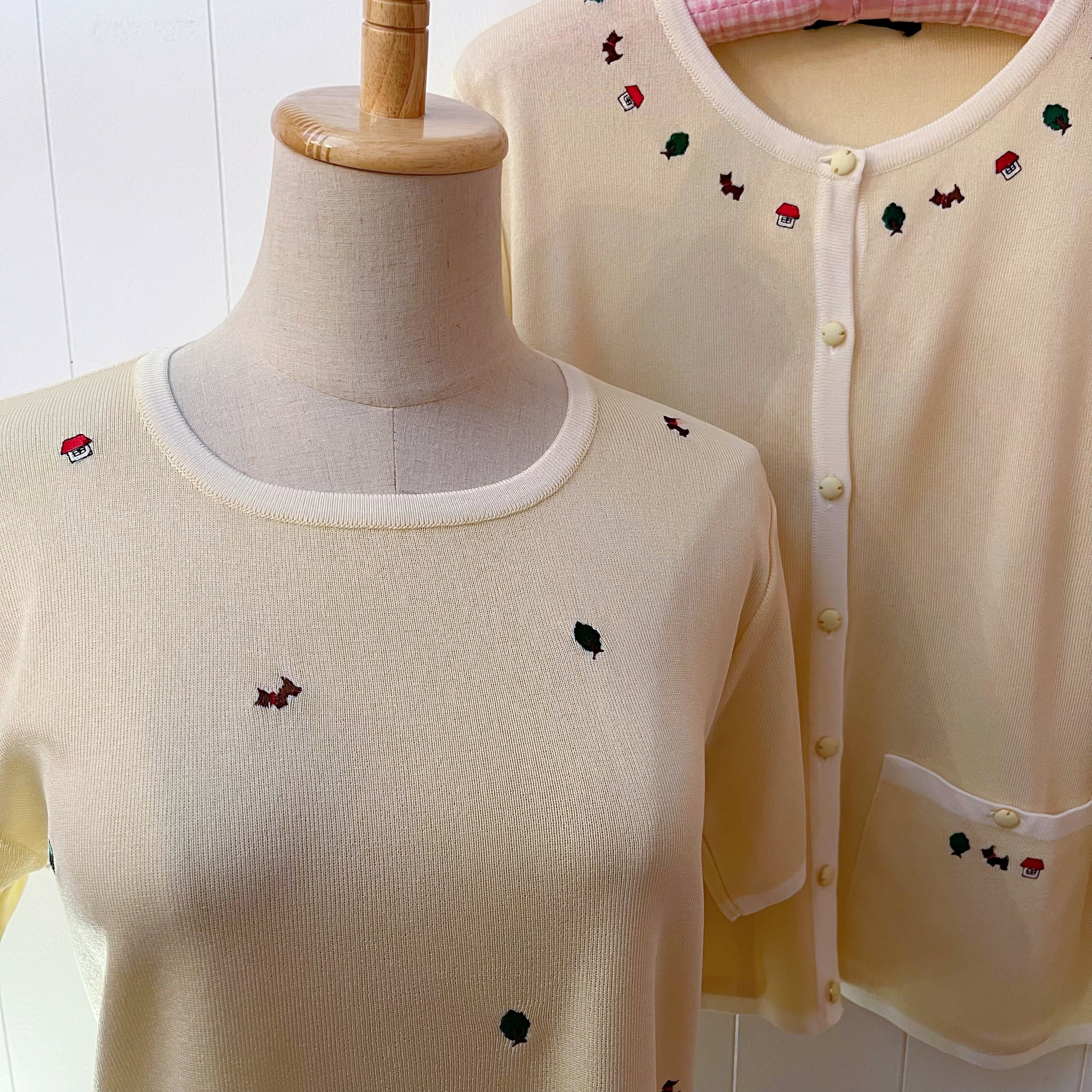 mini dog & house & treb ensemble knit