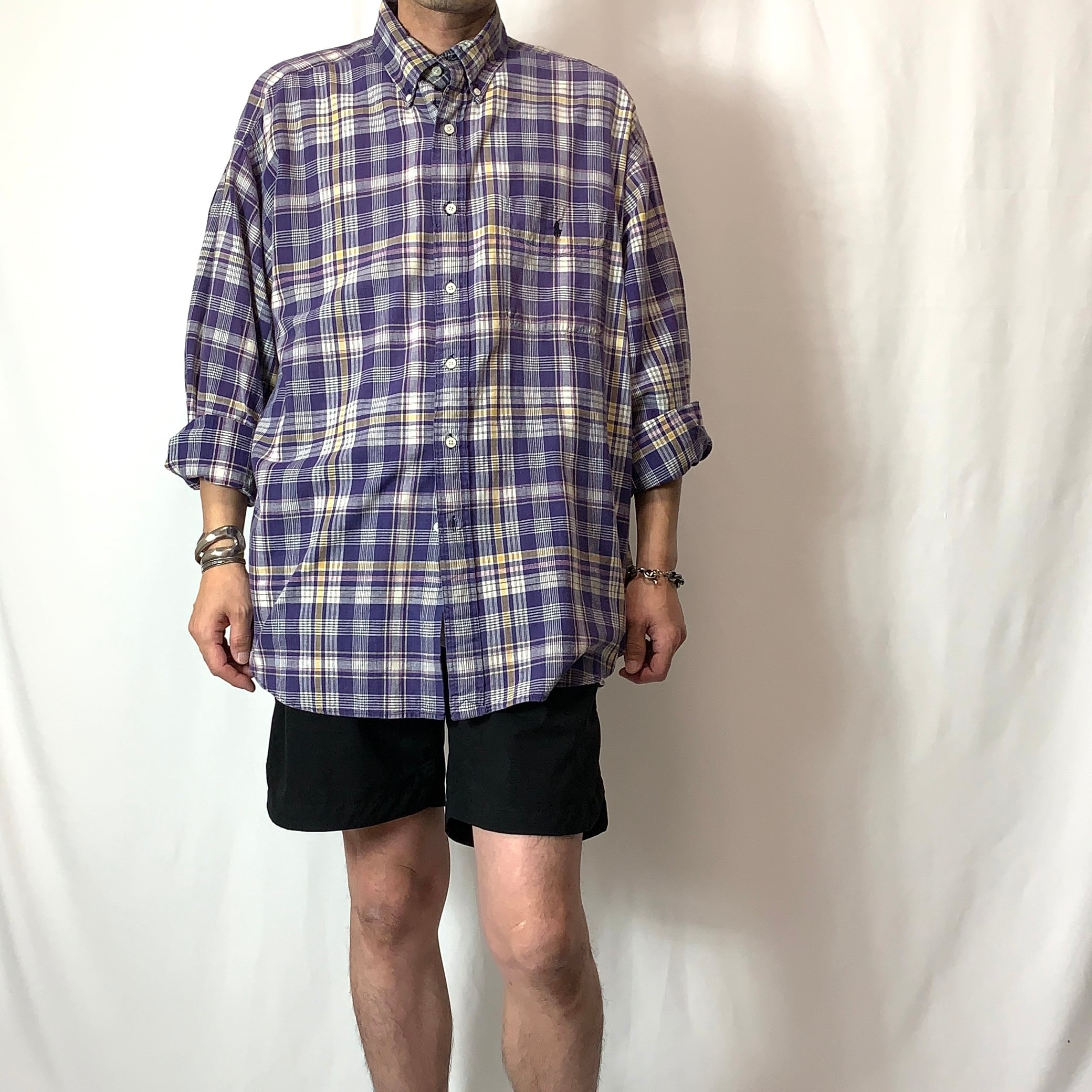 vintage old 90s POLO by Ralph Lauren Check B.D Shirt BLAIRE ラルフ