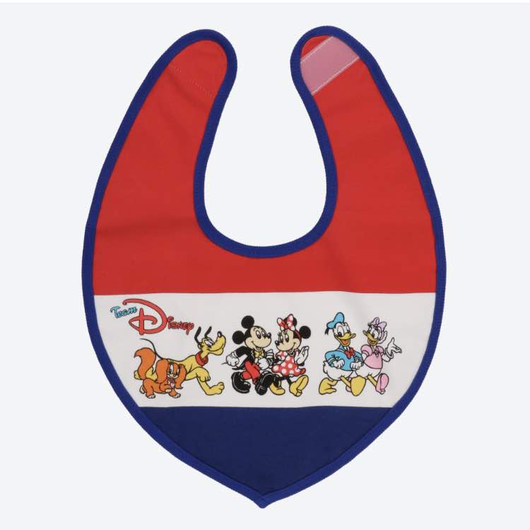 チームディズニー ベビースタイ トリコロール 2枚組 綿100% ベビーグッズ よだれかけ ディズニーランド 赤ちゃんギフト ミッキー ミニー プルート フィフィ