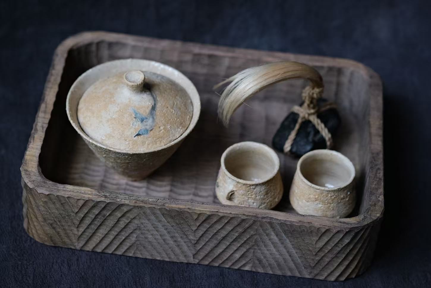 松本郁美 Ikumi Matsumoto - 灰陶加彩蓋碗 lidded cup | Road of Tea