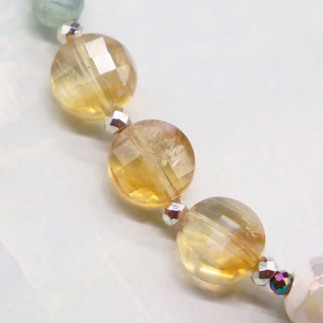 【Like a Honey Candy】水紋天珠×シトリン×カイヤナイト×アクアマリン ブレスレット