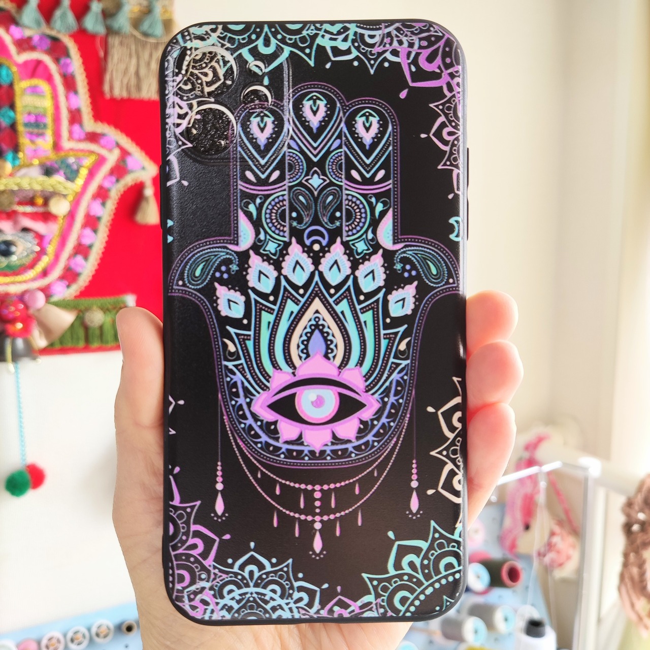 iPhoneケース【ハムサBlack】