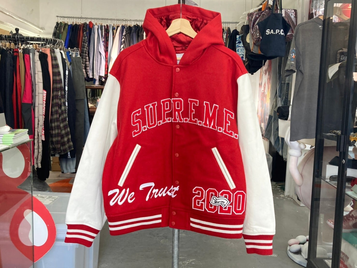 supreme  King Hooded Varsity Jacket