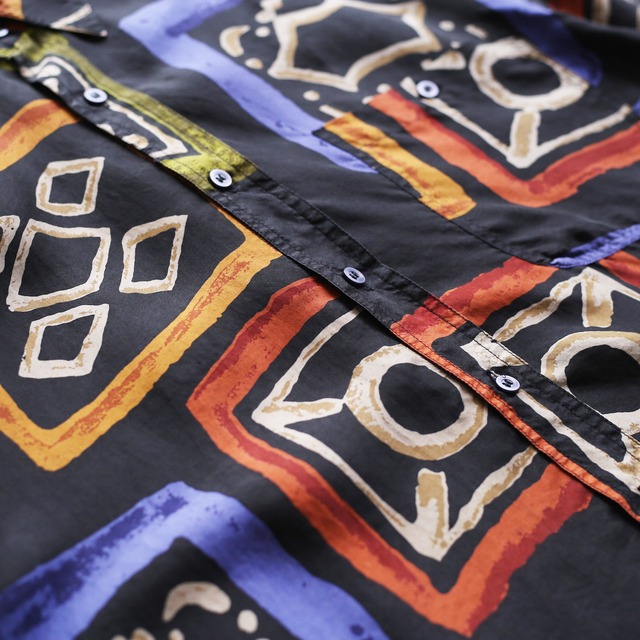 square art painting h/s silk shirt