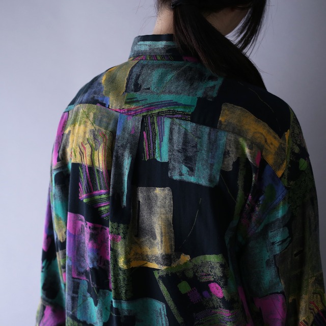 "dark×psychedelic" full art pattern over silhouette shirt