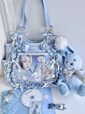 【お取り寄せ】地雷 量産型 Y2K くしゅくしゅフリルリボン 痛バッグ 3色