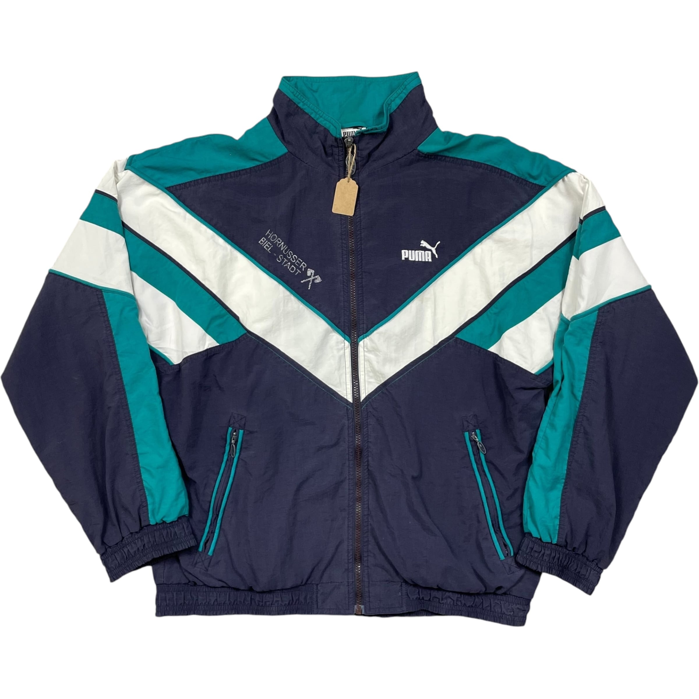 《M》PUMA プーマ ナイロンジャケット 両面プリント ワンポイント 90年代 vintage no.4320