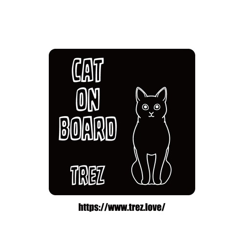 全8色 名前入り CAT ON BOARD ジャパニーズ ボブテイル 三毛猫 ラインアート マグネット