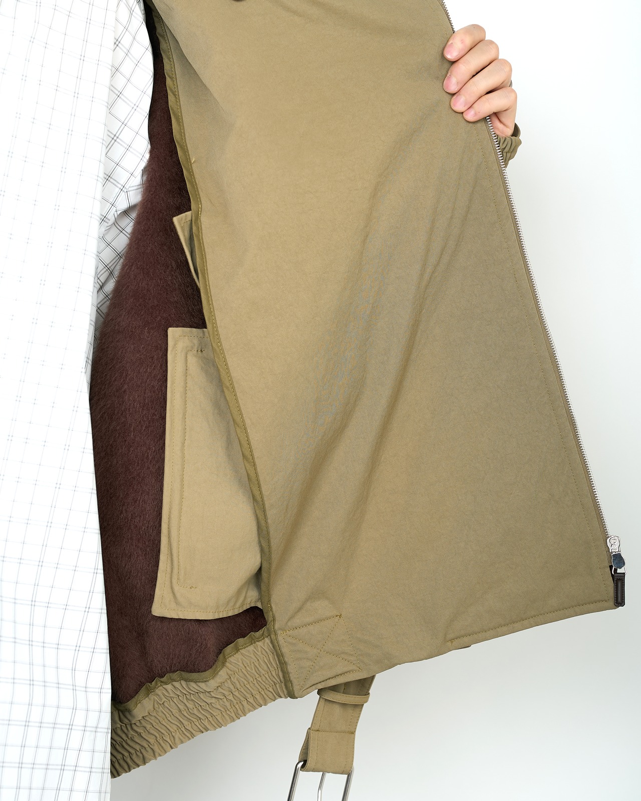 HED MAYNER "HIGH NECK ZIP UP BLOUSON 〔KHAKI〕"