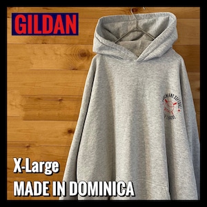 【GILDAN】ゆるだぼ XL ワンポイント バックプリント ソフトボール プルオーバー パーカー アメリカ古着