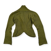 HIROKO KOSHINO ヒロココシノ 変形 デザイン ニット カーディガン サイズ 38 /グリーン系 日本製 ウール ナイロン 婦人服 モード