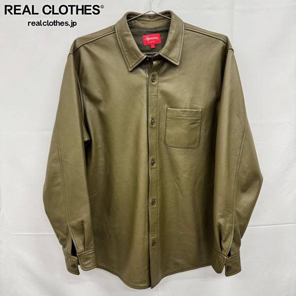 Supreme/シュプリーム【21AW】Leather Shirt/レザー シャツ/オリーブ/L