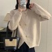 秋冬の新作ゆるふわ ベーシックニット ニットカーディガン レディース コートニッチデザイン 不規則なデザイン感 ダブルブレストセータートップス