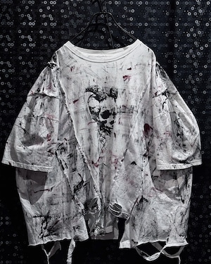 【ÆIEM】vivid notes “Demon Skull” Layered Art Big Silhouette T-shirt