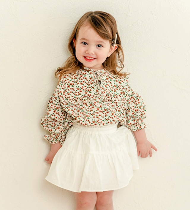 スクエア襟リボンブラウス<Flower>