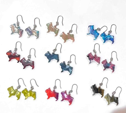 ★フレンチブルドッグ★ピアスピアス・イヤリング★犬★【メガネ産地福井～メガネ素材で作ったアクセサリー】