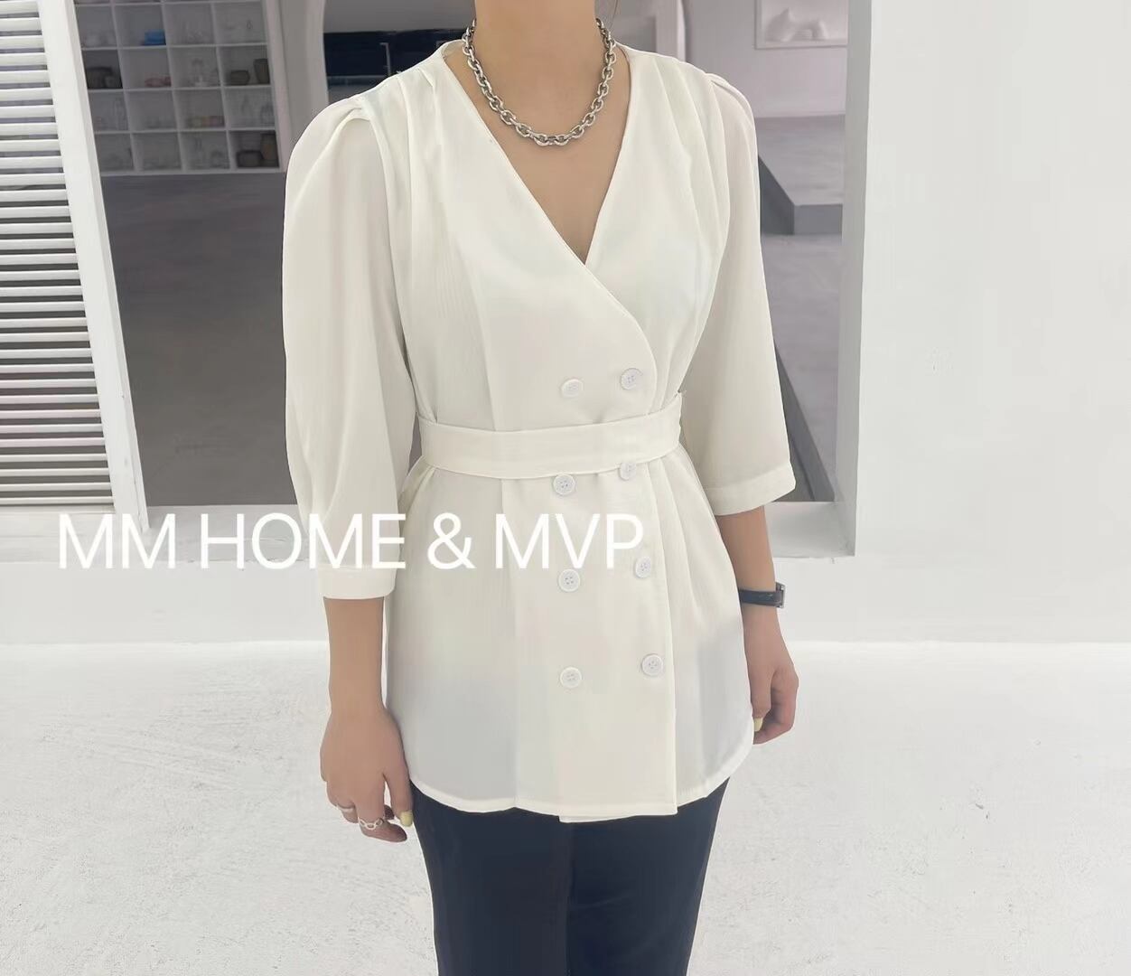 ノーカラー　ダブルジャケット　AJ42441-2022