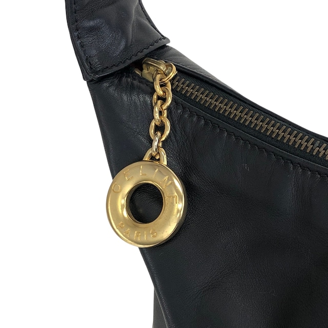 CELINE セリーヌ ショルダーバッグ ブラック ロゴサークル レザー vintage ヴィンテージ オールド mkxe53