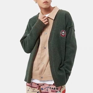 送料無料 【HIPANDA ハイパンダ】男女兼用 ニットカーディガン UNISEX KNIT CARDIGAN / GREEN