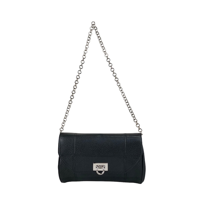 Salvatore Ferragamo サルヴァトーレ フェラガモ ショルダーバッグ ブラック ガンチーニ レザー チェーン ミニバッグ vintage ヴィンテージ オールド sj8amk