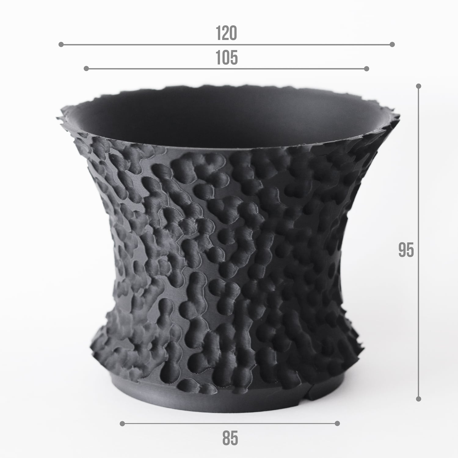 立体陰影が映える有機フォルム3d鉢｜Adv-053 (120×95)｜Speckle sh