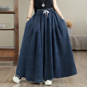 DENIM HIGH WAIST ELASTIC FULL LONG SKIRT M-17953