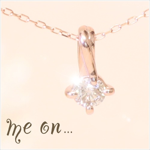 【me on...】K10ピンクゴールド・ダイヤモンド(0.1ct)・デザインネックレス　４