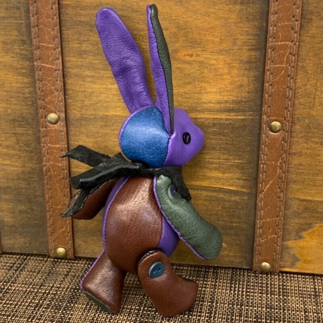 ジビエレザー鹿革ベルラビ★マイスターの手作り「ベルズラビット」カラフルクール系　写真の1点販売です