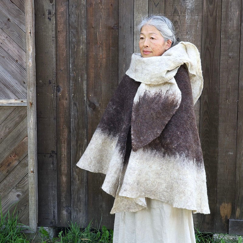 SWBM ボタンショール Mサイズ 黒系×グレー系 | 粗清草堂