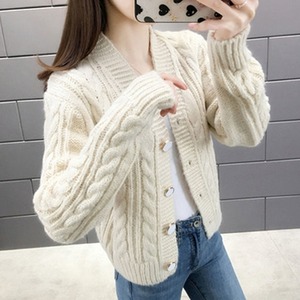 カーディガン ニット 送料無料 5色 レディース Vネック  ケーブルニット ボタン ゴールド ロングスリーブ ショート丈 大人可愛い きれいめ 大人女子 エレガント 大人 学生 韓国系 お出かけ 外出カジュアル 着回し ファッション デート コーディネート 重ね着 休日 特別な日 お祝い 記念日 メンズウケ カジュアル 普段着 春コーデ 秋コーデ 韓国 おしゃれ シンプル スタイル ゆったり 細見せ 韓国ファッション 長袖 オフィスカジュアル 30代 オフィス ワンポイント ママ ママコーデ