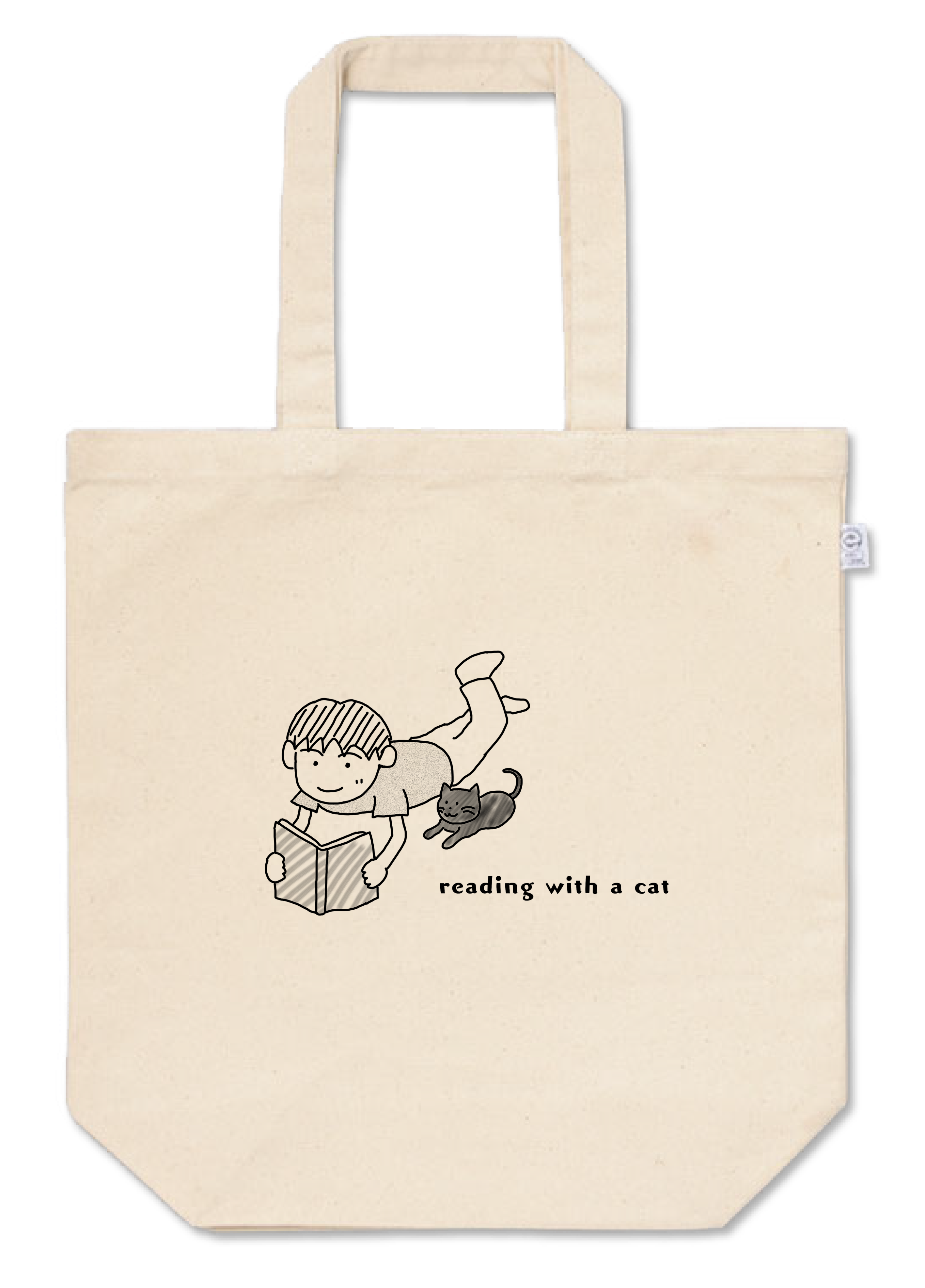 トートバッグ「reading with a cat」